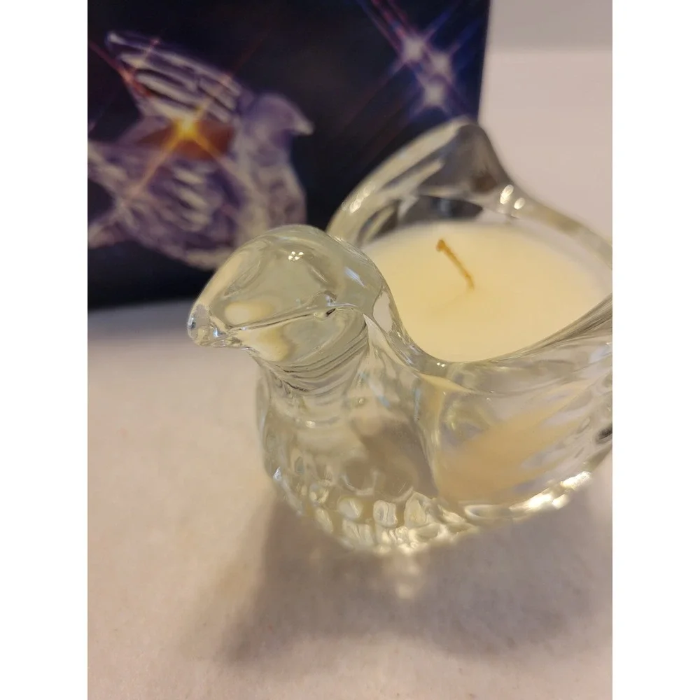 VTG Avon Candle Holder Dove In Flight Meadow Morn 1970s Collectible Glass w/ Box
